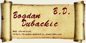 Bogdan Dubačkić vizit kartica